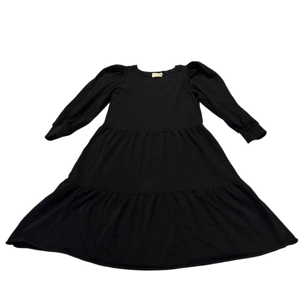 Nation LTD Women's Small Bettina Dress Black Solid Puff Sleeves Minimalist
